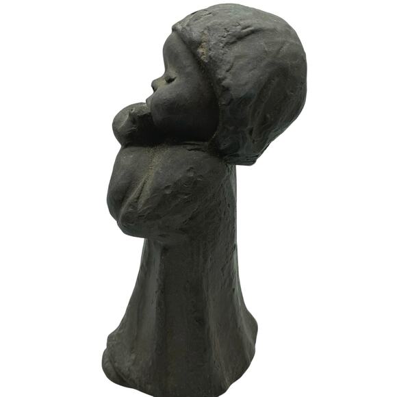 Rare Clay Sculpture by Julia E. Limpke Child with flute Free molded signed - Picture 5 of 8